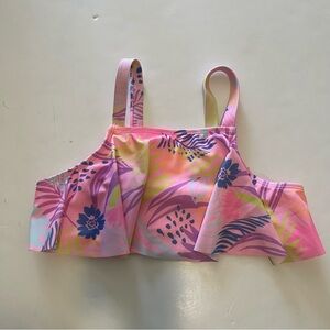 Wonder Nation Neon Colorful Floral Ruffle Kids Swim Bikini Top